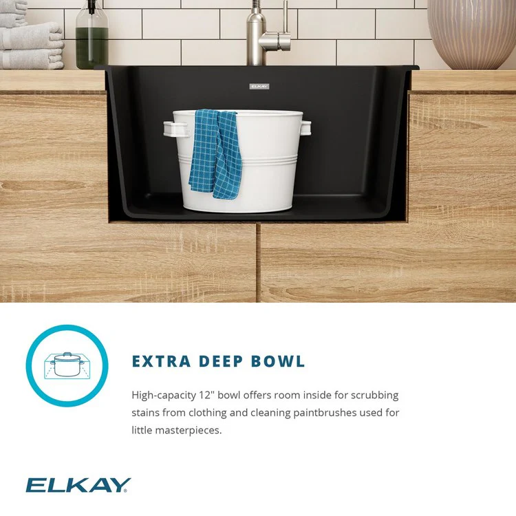 Laundry Sink Quartz Classic 25 x 22 Inch Single Bowl with Perfect Drain Dusk Gray Drop-In - Frankwebs