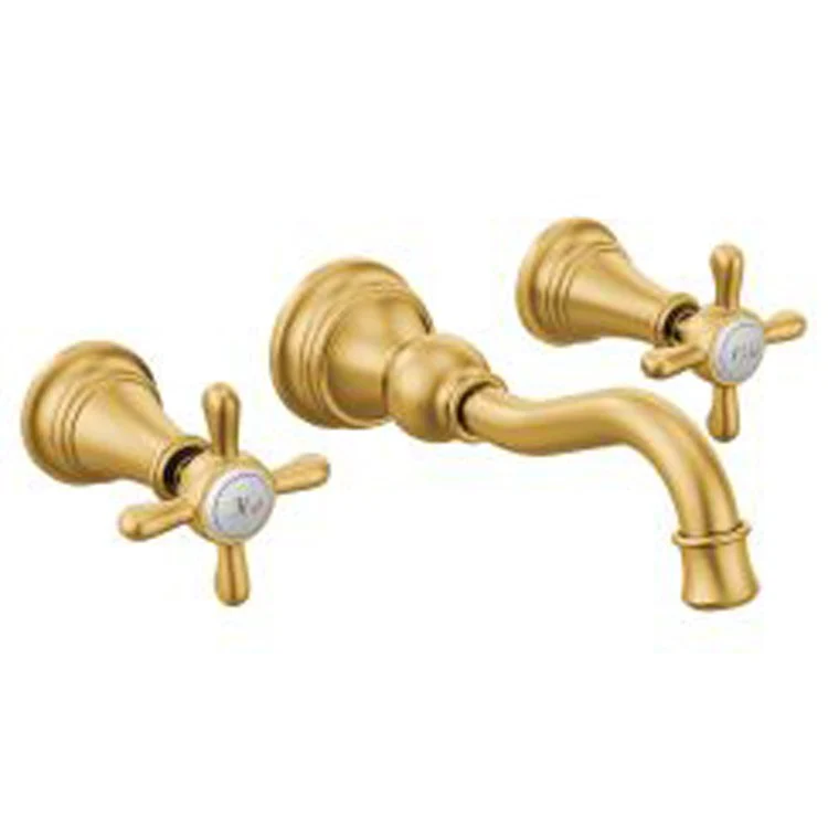 Lavatory Trim Weymouth Wall Mount 2 Cross Brushed Gold High Arc 1.2 Gallons per Minute - Frankwebs