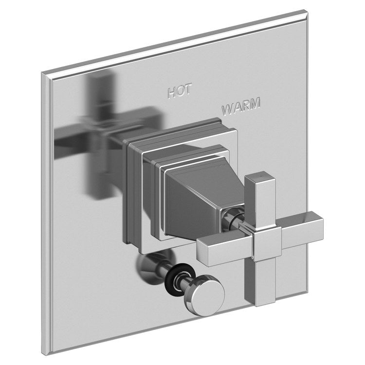 Pressure Balance Valve Trim Malvina Square with Diverter 1 Cross Aged Brass ADA Depth 4 Inch - Frankwebs