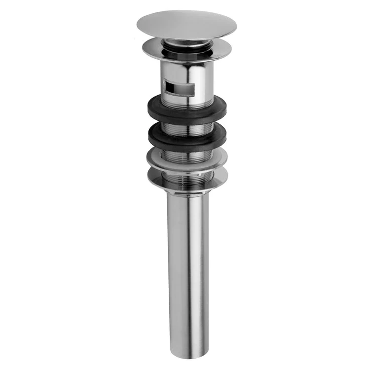 Lavatory Drain Finger Touch Round with Overflow 1-1/2 Inch Polished Chrome for Vessel Sinks/Thick Installations 10 Inch Length - Frankwebs