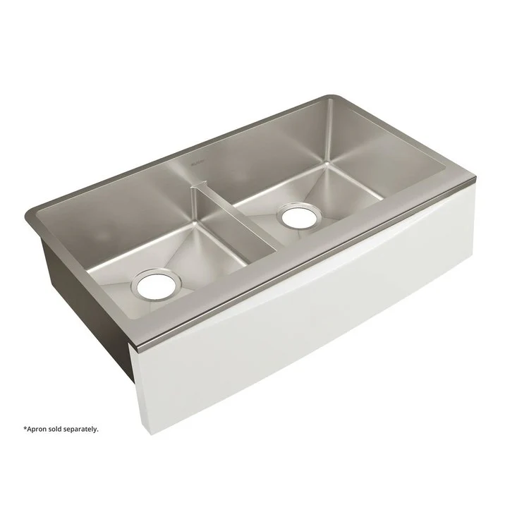 Kitchen Sink Crosstown 36 x 20.25 Inch Double Bowl with Aqua Divide Polished Satin Farmhouse - Frankwebs