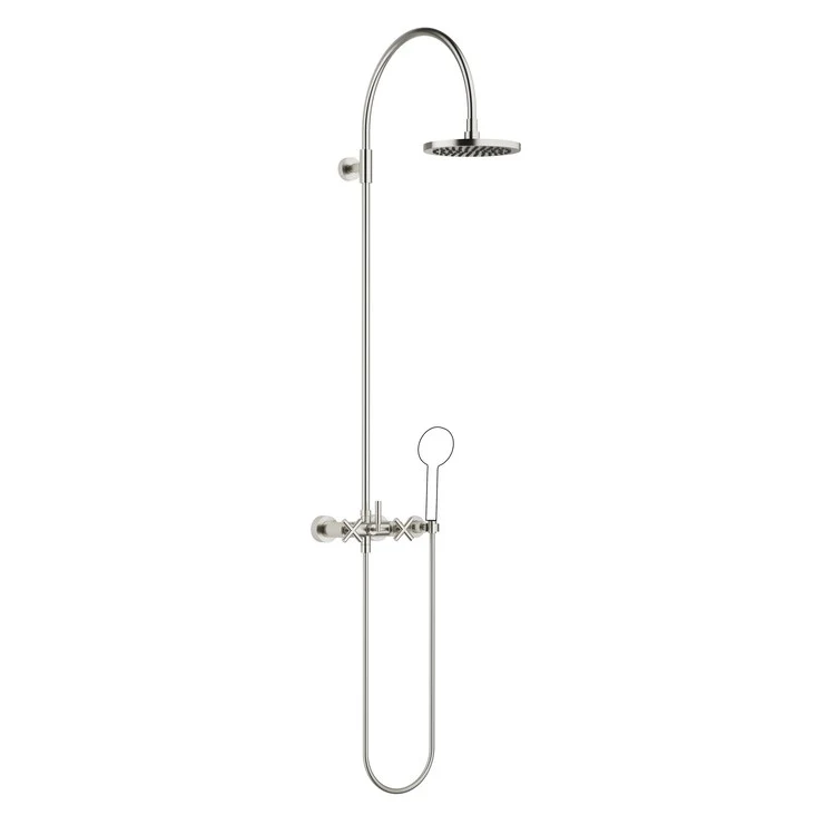 Shower Set TARA Exposed with Mixer Less Handshower 3 Cross/Lever Brushed Platinum 1.8 Gallons per Minute - Frankwebs