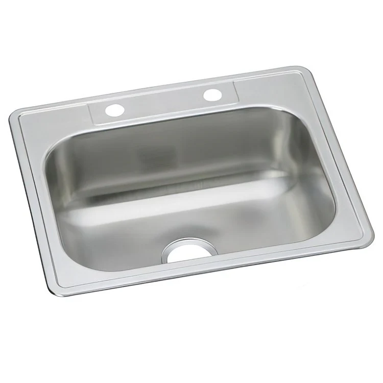 Kitchen Sink Dayton 33 x 22 Inch Single Bowl Equal 2 Hole Elite Satin Drop-In Drain Location Center 8 Inch Multiple of 40 Bottom Only Pads - Frankwebs