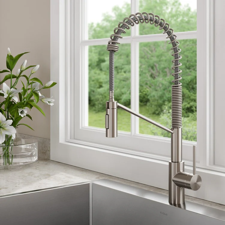 Oletto Single Handle Pull Down Spot Free Commercial Kitchen Faucet - Frankwebs