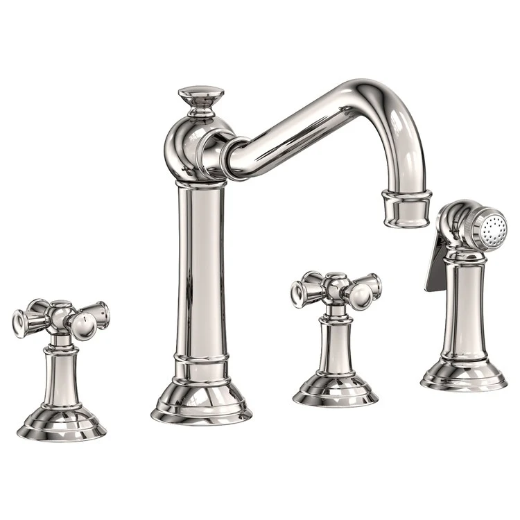 Kitchen Faucet Jacobean Widespread 8 Inch Spread 2 Cross ADA French Gold PVD Sidespray Spout Height 6 Inch 1.8 Gallons per Minute - Frankwebs