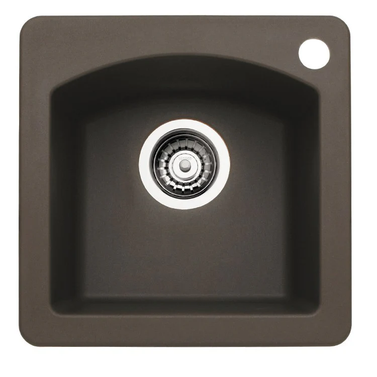 Bar Sink Diamond 15 x 15 Inch Single Bowl 1 Hole Coal Black Drop-In/Undermount - Frankwebs