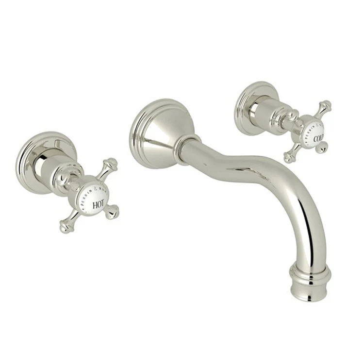 Lavatory Faucet Georgian Era Wall Mount 2 Cross Unlacquered Brass 1.2 Gallons per Minute Column Spout - Frankwebs