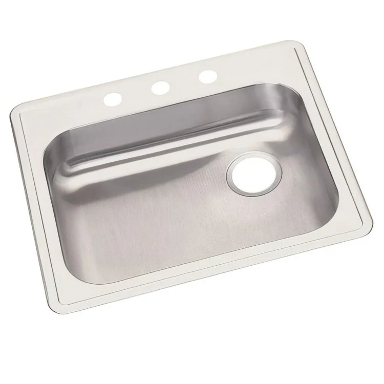 Kitchen Sink Dayton 25 x 22 Inch Single Bowl ADA Satin Drop-In Rectangle Drain Location Rear Right Depth 5-3/8 Inch Bottom Only Pads - Frankwebs