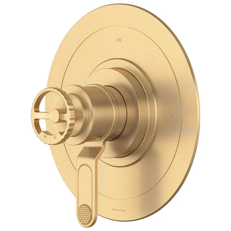 Thermostatic and Pressure Balance Valve Trim Armstrong 3 Function 1 Wheel Satin English Gold 1/2 Inch Includes Trim Mounting Hardware and Cartridge 3-3/4 Inch - Frankwebs