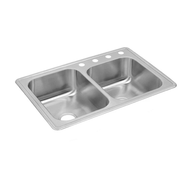 Kitchen Sink Dayton 33 x 22 Inch Double Bowl Offset 2 Hole Satin Drop-In - Frankwebs