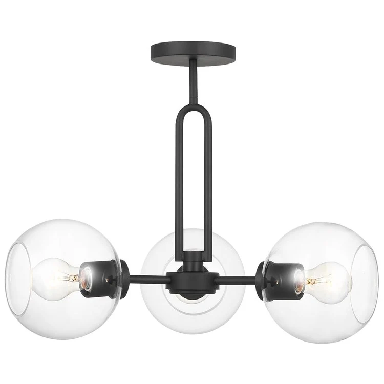 Pendant Codyn Semi-Flushmount Convertible 3 Lamp Midnight Black Clear - Frankwebs