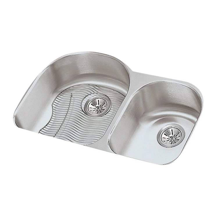 Kitchen Sink Harmony 31 x 20 Inch Double Bowl Offset 60/40 Kit Lustrous Satin Undermount - Frankwebs