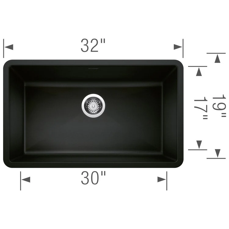 Kitchen Sink Precis 32 x 19 Inch Single Bowl Super Coal Black Undermount - Frankwebs