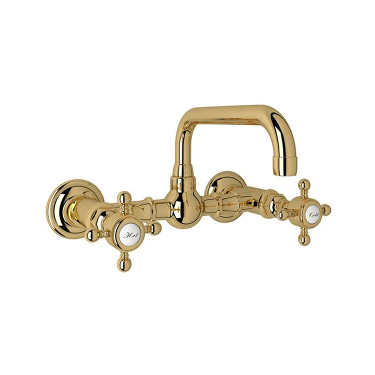 Lavatory Faucet Acqui Wall Mount 2 Cross Handle Polished Nickel 1.2 Gallons per Minute 7-1/64 Inch - Frankwebs