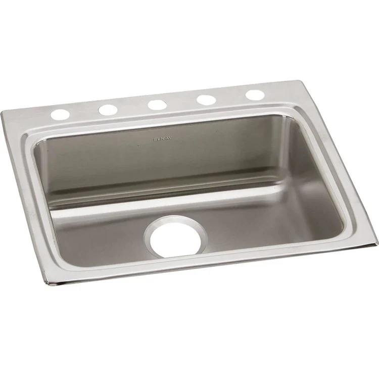 Kitchen Sink Lustertone Classic 25 x 22 Inch Single Bowl 5 Hole ADA Lustrous Satin Drop-In Rectangle Drain Location Rear Center Depth 6 Inch Bottom Only Pads - Frankwebs