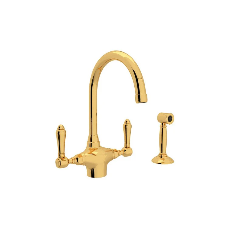 Kitchen Faucet San Julio with Sidespray 2 Metal Lever Polished Nickel Column Spout 1.5 Gallons per Minute - Frankwebs