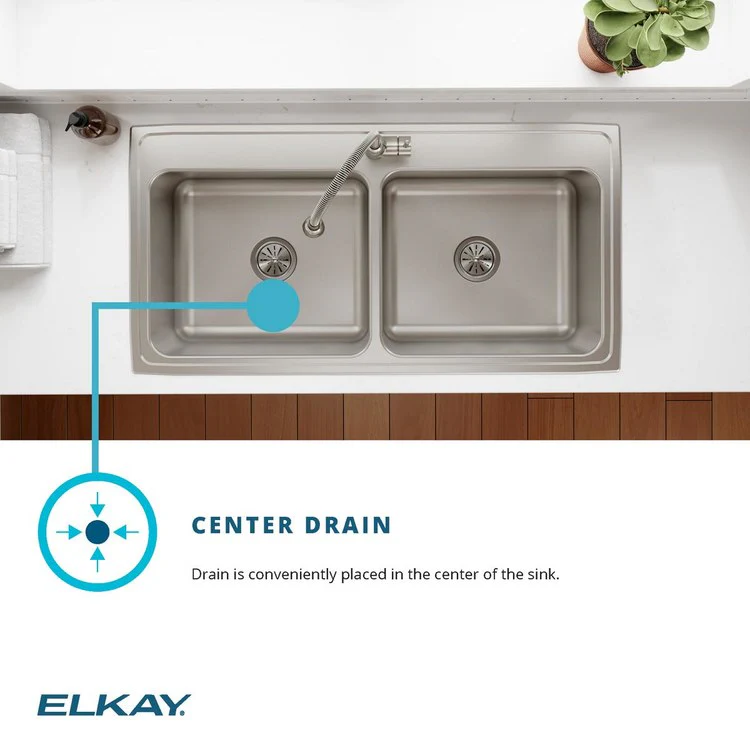 Kitchen Sink Lustertone Classic 43 x 22 Inch Double Bowl Equal 1 Hole Lustrous Satin Drop-In 10-1/8 Inch - Frankwebs