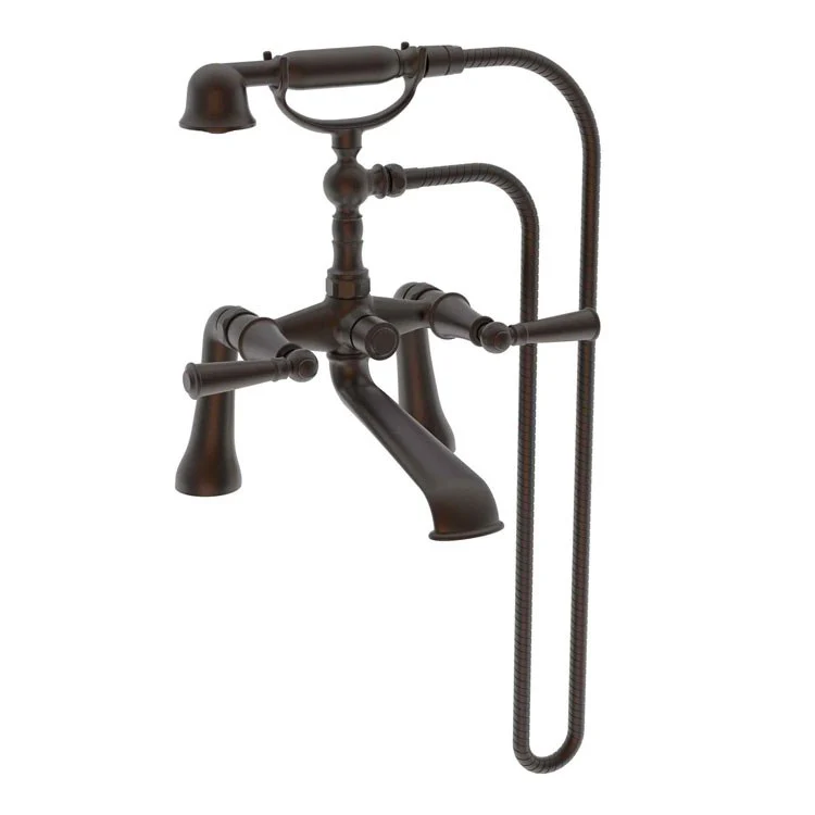 Tub Filler Aylesbury Deck Mount Exposed with Handshower 7-1/4 Inch Spread 2 Lever ADA Antique Copper 2 Hole - Frankwebs