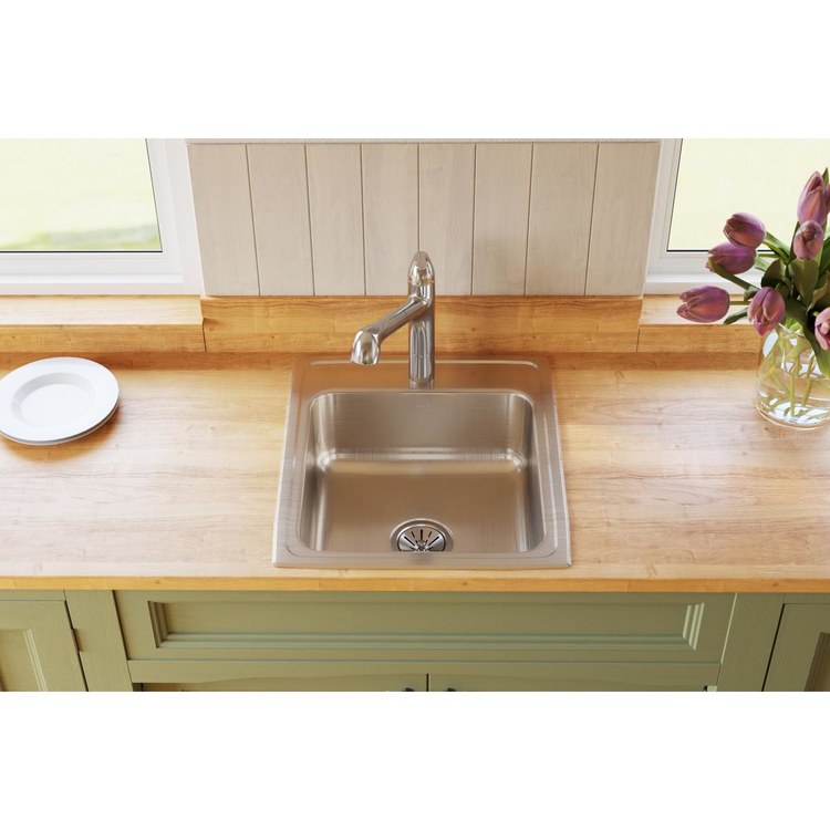Kitchen Sink Gourmet 19.5 x 22 Inch Single Bowl Lustrous Satin Drop-In 10-1/8 Inch - Frankwebs