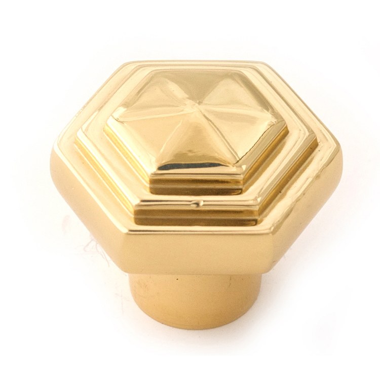 Knob Geometric Hexagon Bronze Brass 1-1/4 Inch 1-1/4 Inch 3/8 Inch - Frankwebs
