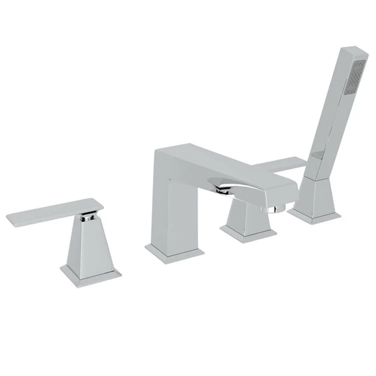 Tub Filler Vincent with Handshower 2 Metal Lever Fixed Spout Polished Nickel - Frankwebs