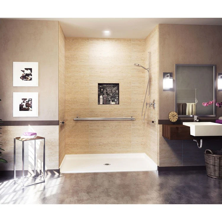 Shower Base Pre-Leveled White 62 x 36 x 5 Inch Acrylic Center Drain - Frankwebs