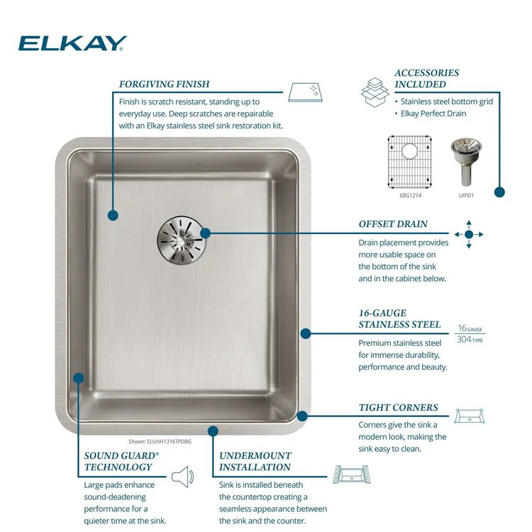 Sink Kit Lustertone Iconix Perfect Drain 16 x 18.5 Inch Single Bowl Luminous Satin One EBG1214 Bottom Grid One LKPD1 Perfect Drain and Strainer - Frankwebs