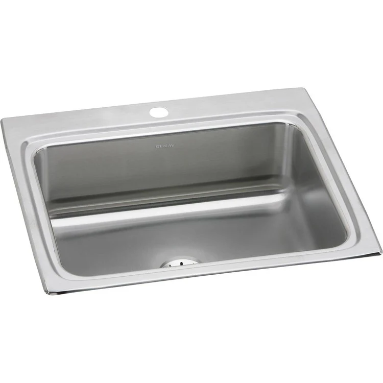 Kitchen Sink Lustertone Classic 25 x 22 Inch Single Bowl with Perfect Drain 1 Hole Lustertone Top Mount Stainless Steel Drain Location Center Sides and Bottom Pads - Frankwebs