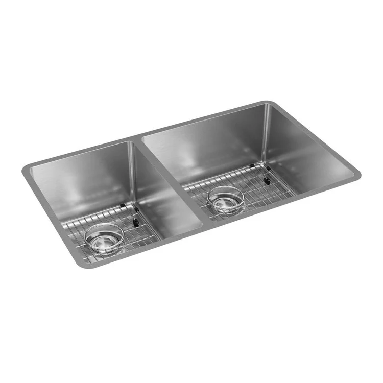 Kitchen Sink Crosstown 31.5 x 18.5 Inch Double Bowl 40/60 Kit Polished Satin Undermount - Frankwebs