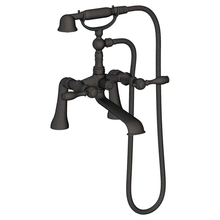 Tub Filler Victoria Deck Mount Exposed with Handshower 7-1/4 Inch Spread 2 Lever ADA Antique Copper 2 Hole - Frankwebs