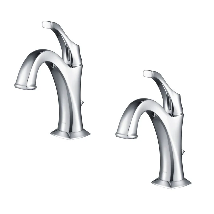 Arlo Chrome Single Handle Basin Bathroom Faucets with Lift Rod Drain and Deck Plate 2-Pack - Frankwebs