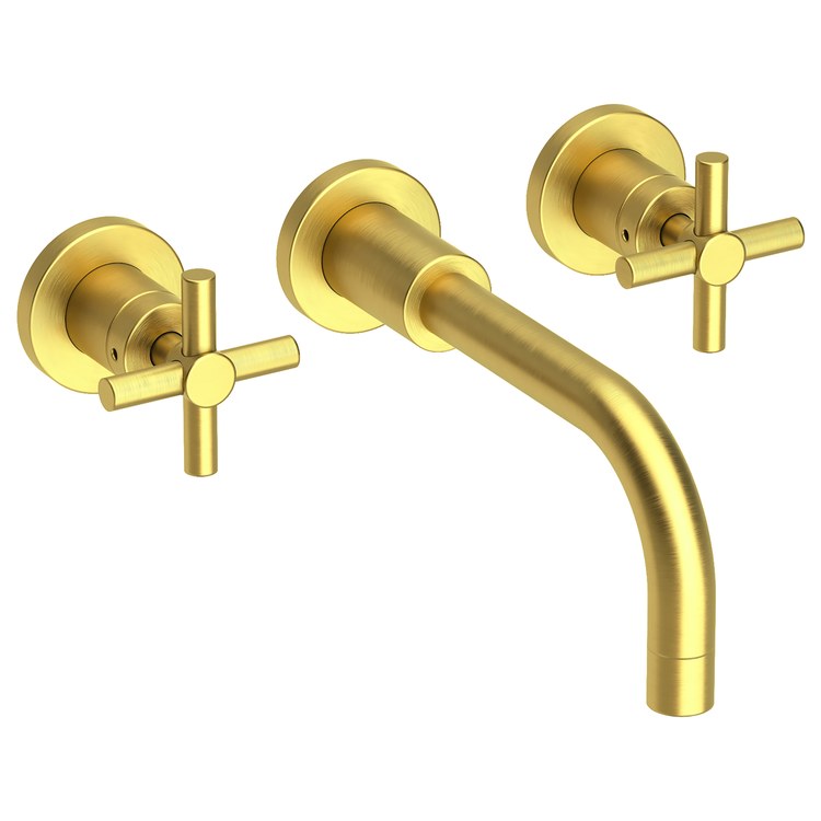 East Linear Two Handle Wall-Mount Bathroom Faucet with Cross Handles - French Gold - Frankwebs