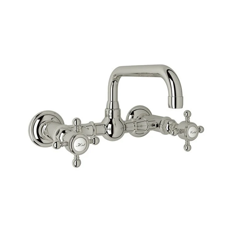 Lavatory Faucet Acqui Wall Mount 2 Cross Handle Polished Nickel 1.2 Gallons per Minute 7-1/64 Inch - Frankwebs