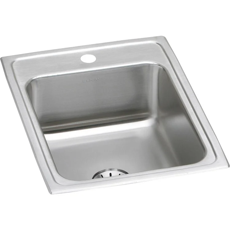 Kitchen Sink Lustertone Classic 17 x 22 Inch Single Bowl with Perfect Drain 1 Hole Lustrous Satin Drop-In Stainless Steel Drain Location Center Bottom Only Pads - Frankwebs
