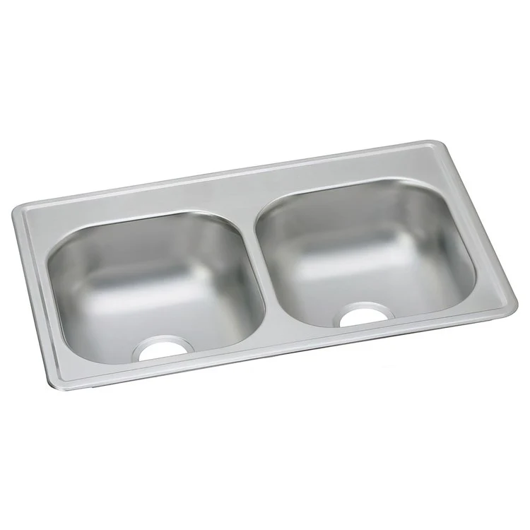 Kitchen Sink Dayton 33 x 19 Inch Double Bowl Equal ADA Satin Drop-In Rectangle Drain Location Center Depth 6-4/9 Inch Bottom Only Pads - Frankwebs