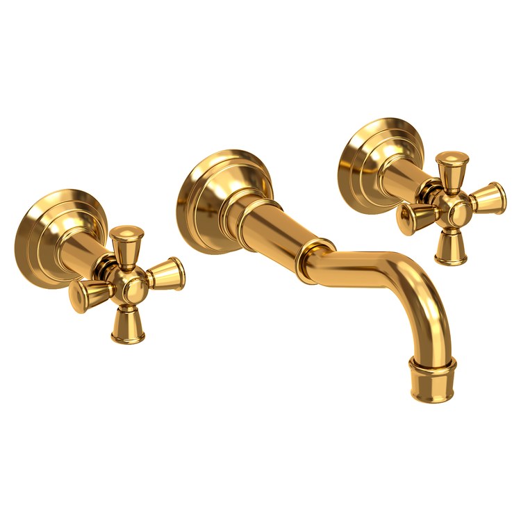 Lavatory Trim Jacobean Wall Mount 2 Cross French Gold PVD ADA Low Arc 1.2 Gallons per Minute - Frankwebs
