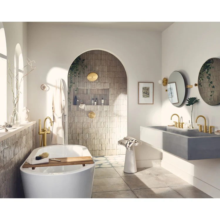 Lavatory Faucet Cia Widespread 8 to 16 Inch Spread 2 Lever ADA Brushed Gold 1.2 Gallons per Minute High Arc Metal Pop-Up Assembly - Frankwebs