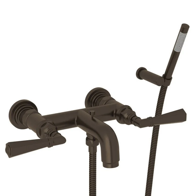 Tub Filler San Giovanni Wall Mount with Handshower 2 Metal Lever Polished Chrome - Frankwebs