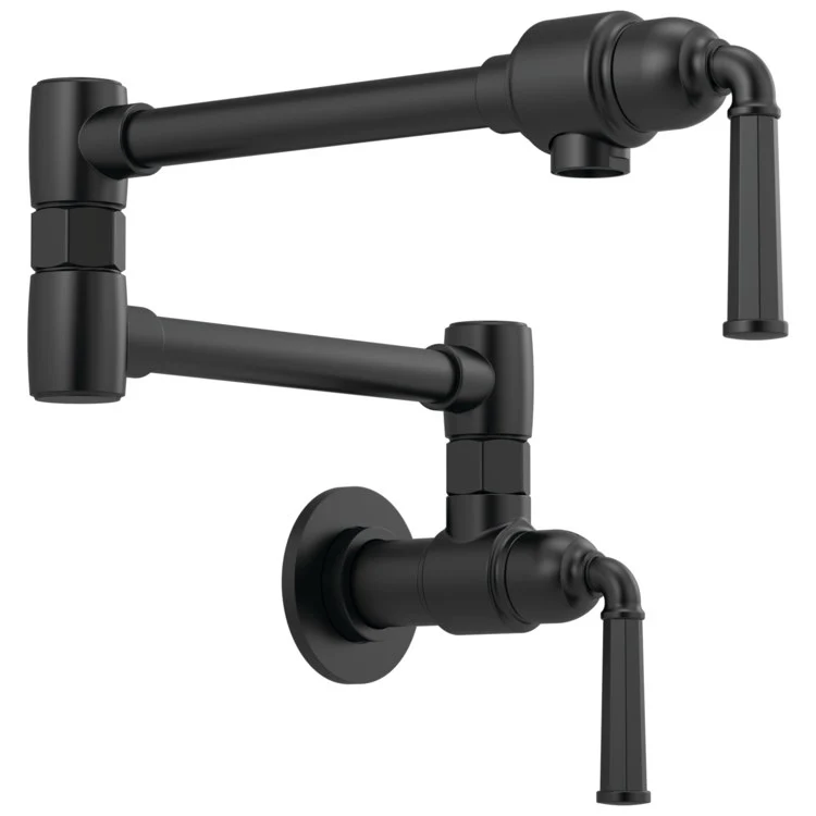 Pot Filler Rook Wall Mount Cold Water Only 2 Lever ADA Brilliance Luxe Gold Dual Jointed Swivel 4.0 Gallons per Minute - Frankwebs