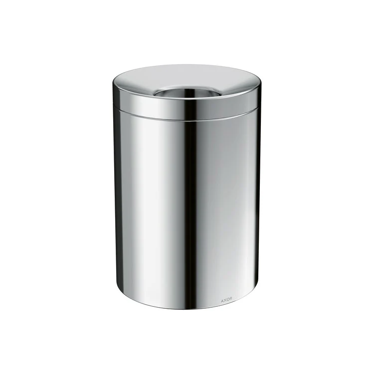 Waste Basket Universal Circular with Lid and Removable Insert 7-1/8 x 10-1/2 Inch Chrome Metal - Frankwebs