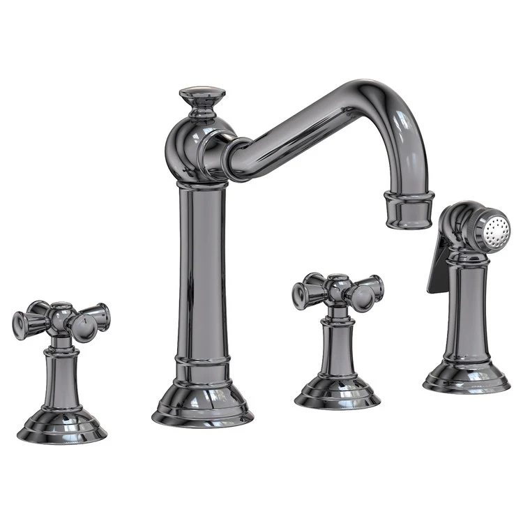 Kitchen Faucet Jacobean Widespread 8 Inch Spread 2 Cross ADA French Gold PVD Sidespray Spout Height 6 Inch 1.8 Gallons per Minute - Frankwebs