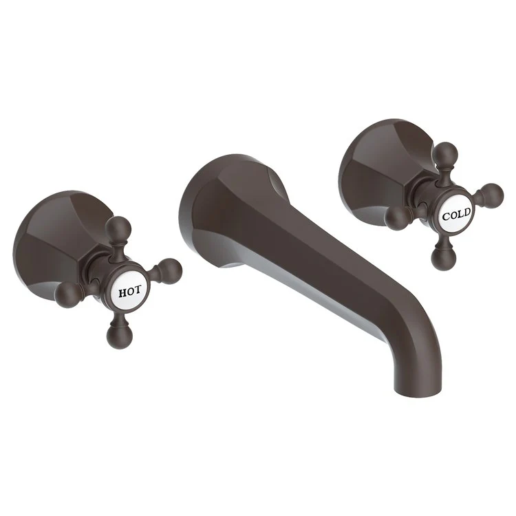 Lavatory Faucet Metropole Wall Mount 8 Inch Spread 2 Cross ADA WaterSense Stainless Steel PVD 1.2 Gallons Per Minute Brass Less Drain Spout Reach 7-1/2 Inch - Frankwebs