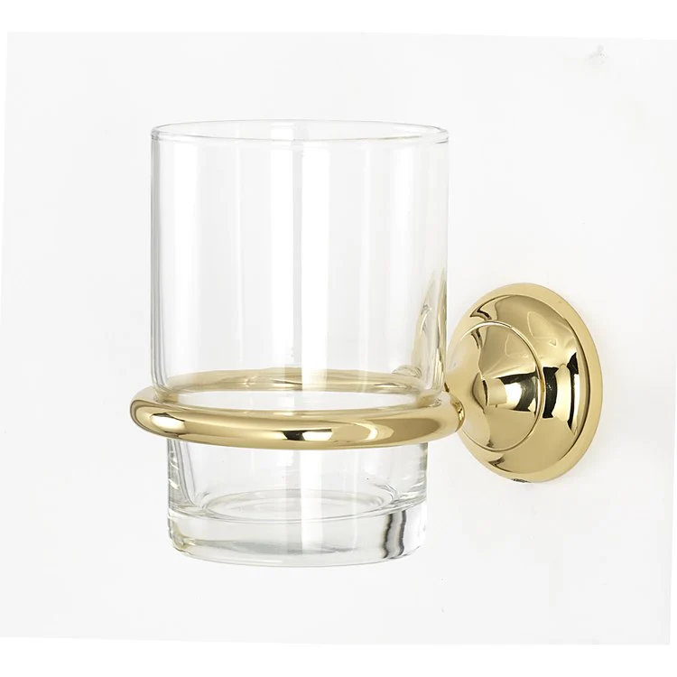 Tumbler Holder Royale Bath Polished Nickel Includes Tumbler Wall Mount Brass/Glass 4-9/16 x 2 Inch - Frankwebs