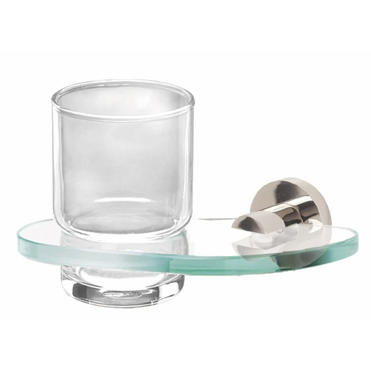 Tumbler Holder Contemporary I Bath Satin Brass Includes Tumbler Wall Mount Brass/Glass 5 x 6-3/4 Inch - Frankwebs