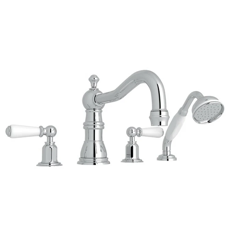 Tub Filler Edwardian Deck Mount with Handshower 2 Cross Fixed Spout Satin Nickel - Frankwebs
