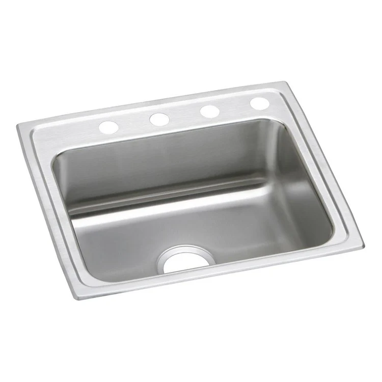 Kitchen Sink Lustertone Classic 25 x 21.25 Inch Single Bowl 5 Hole ADA Lustrous Satin Drop-In Rectangle Drain Location Rear Center Depth 5 Inch Bottom Only Pads - Frankwebs