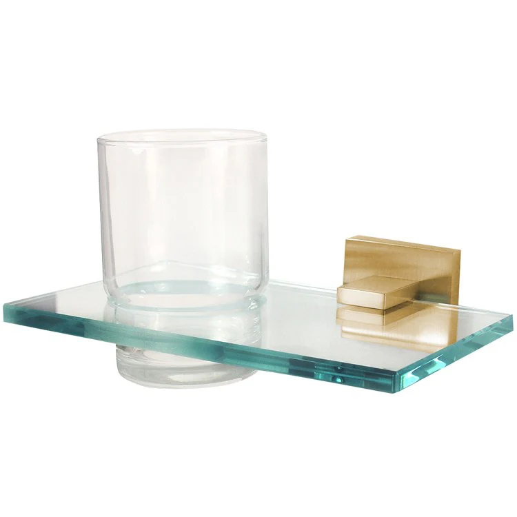 Tumbler Holder Contemporary ll Bath Bronze Includes Tumbler Wall Mount Brass/Glass 5 x 6-3/4 Inch - Frankwebs