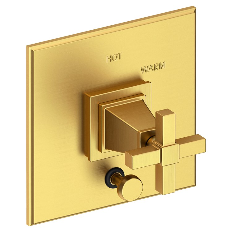 Pressure Balance Valve Trim Malvina Square with Diverter 1 Cross Aged Brass ADA Depth 4 Inch - Frankwebs