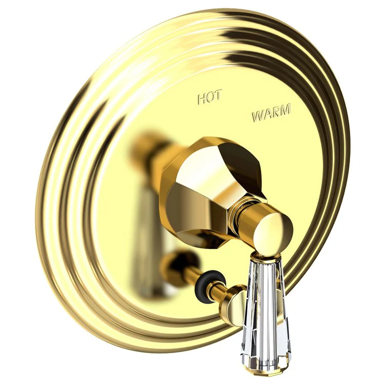Metropole Pressure Balance Tub/Shower Valve Trim Only with Crystal Lever Handle - Polished Gold PVD - Frankwebs