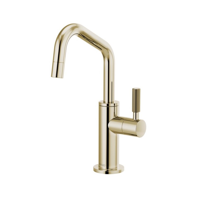 Beverage Faucet Litze Cold Water 1 Knurled Lever ADA Brilliance Luxe Gold Angled Spout 360 Degree Swivel - Frankwebs